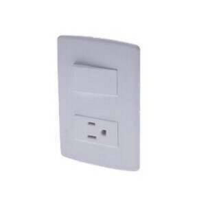 TOMA SPAZIO SENCILLA CON POLO A TIERRA + INTERRUPTOR 15 AMPERIOS/127 VOLTIOS NEGRO MATE - CILES 144369NM