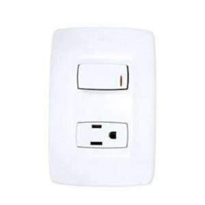 TOMA SENCILLA CON POLO A TIERRA (2POLOS+TIERRA)+ INTERRUPTOR SENCILLO CON LUZ PILOTO ARQUEA - LEGRAND AQ-301BGL